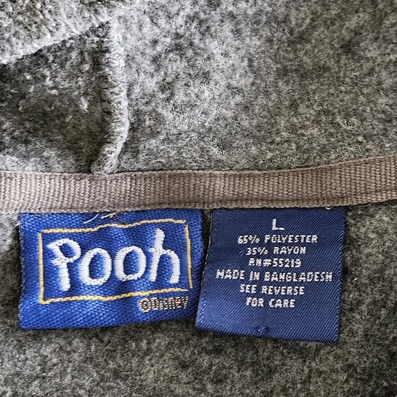 Disney Pooh Hoodie Womens XL Gray Fleece Kanga Pocket Vintage Y2K Preppy Boho - Picture 9 of 15